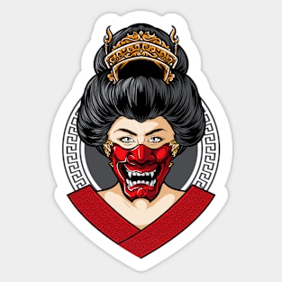 japanese women devil mask Sticker